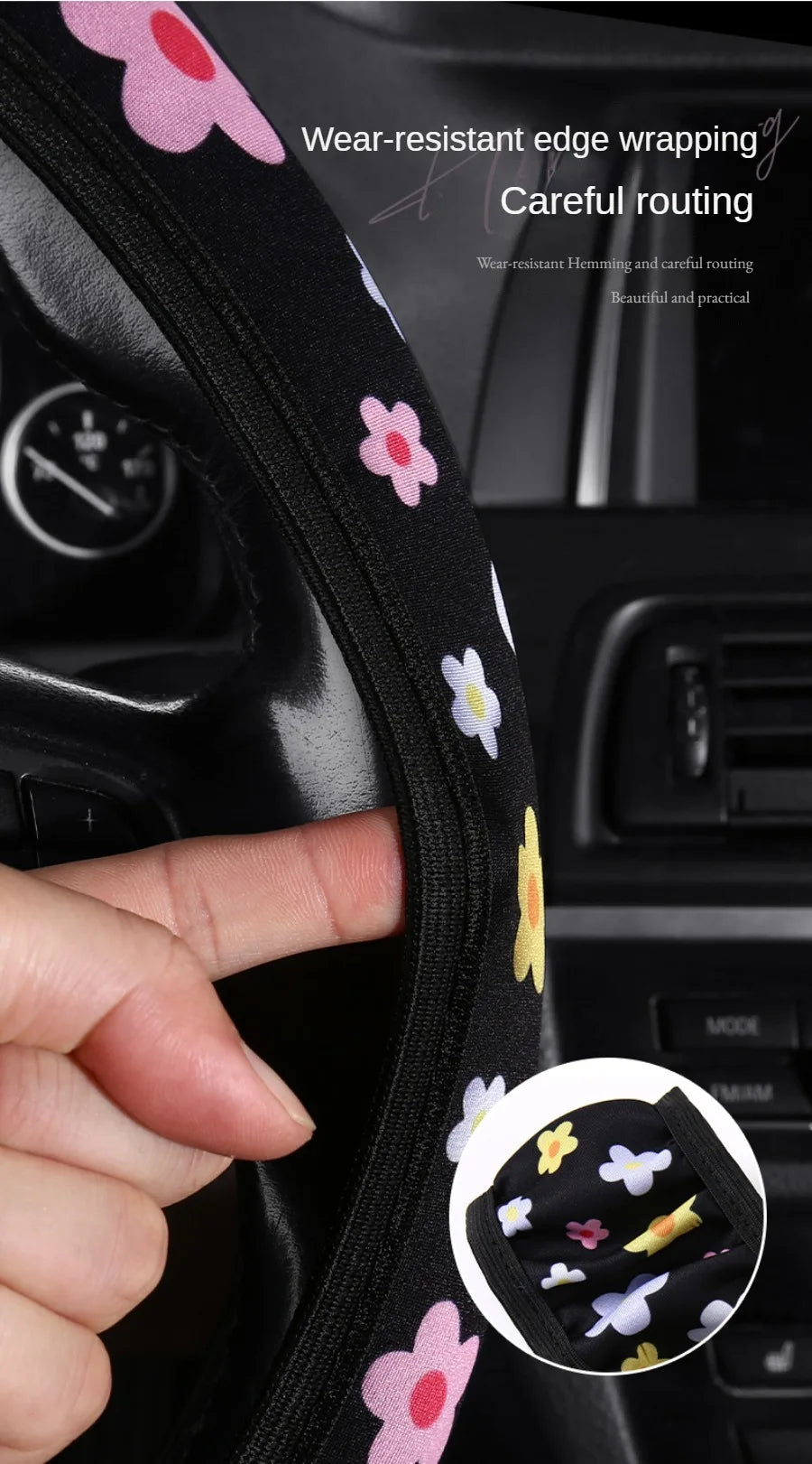 Flowers Steering Wheel Cover, Little Wild Flower Car Steering Wheel Cover , Car Accessories 33