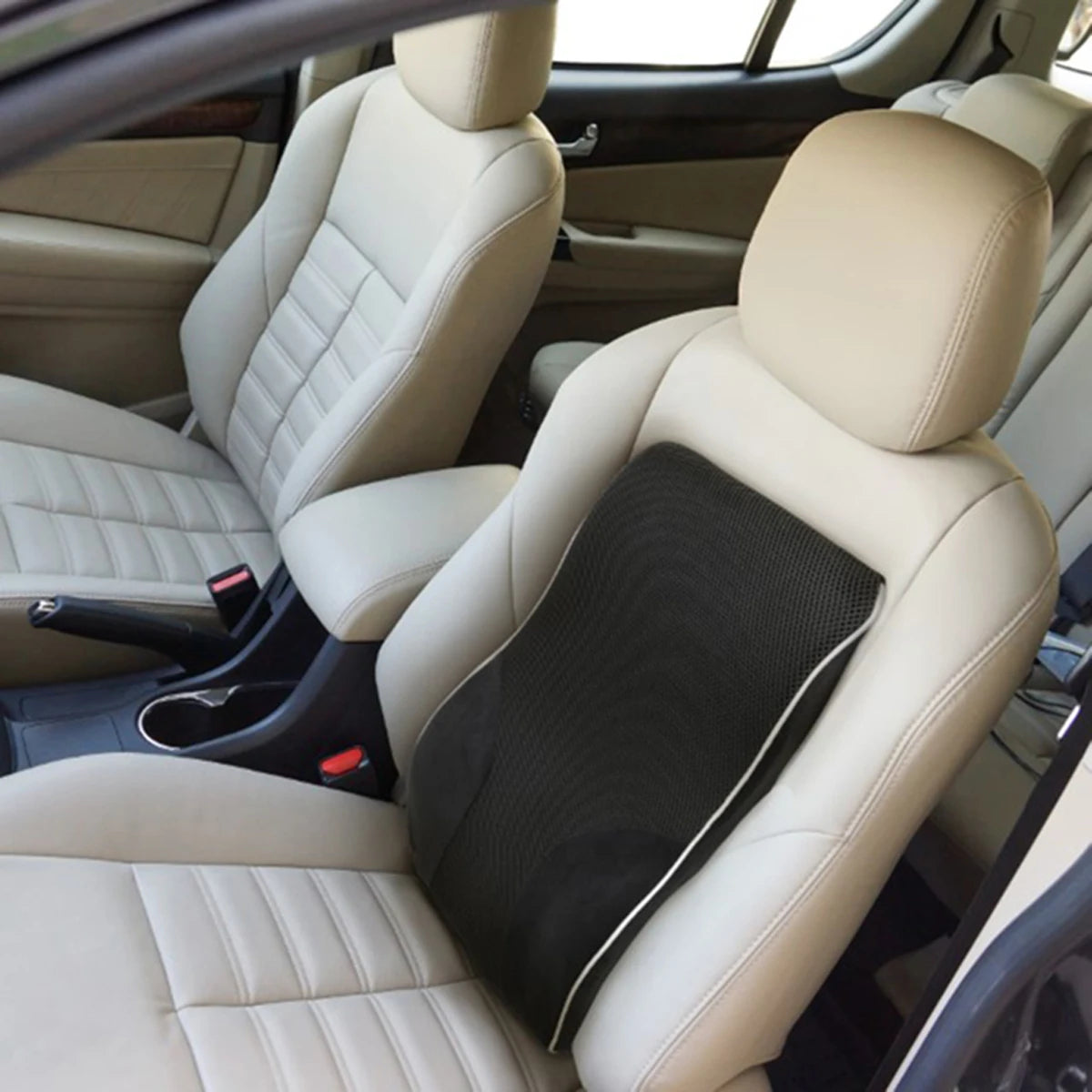Memory Foam Pillow for Car Seat – Lower Back & Waist Cushion - Delicate Leather