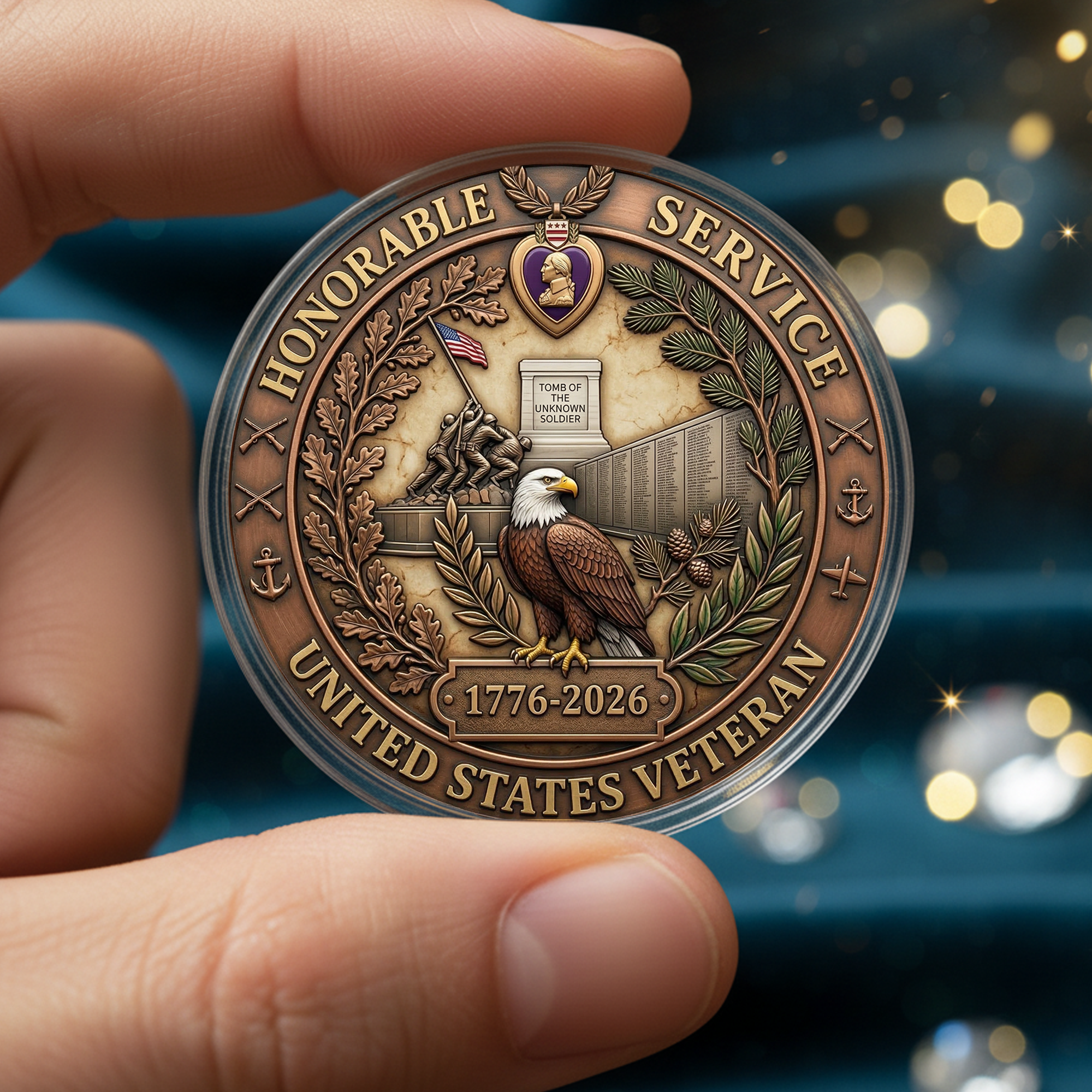 250th Anniversary of America 1776–2026 Commemorative Coin – Patriotic Souvenir Token 03 - Delicate Leather