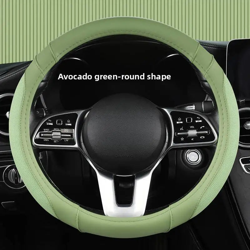 Easy-to-Clean Steering Wheel Cover 38cm (15in) – Universal Non-Slip Handle Protector for All Seasons - Delicate Leather