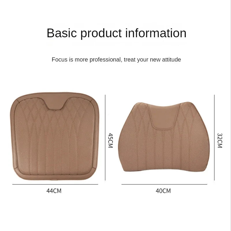 Delicate Leather Universal Car Seat Cushion with Lumbar Support – Ergonomic Leather Driver’s Seat Pad with Integrated Back Support - Delicate Leather