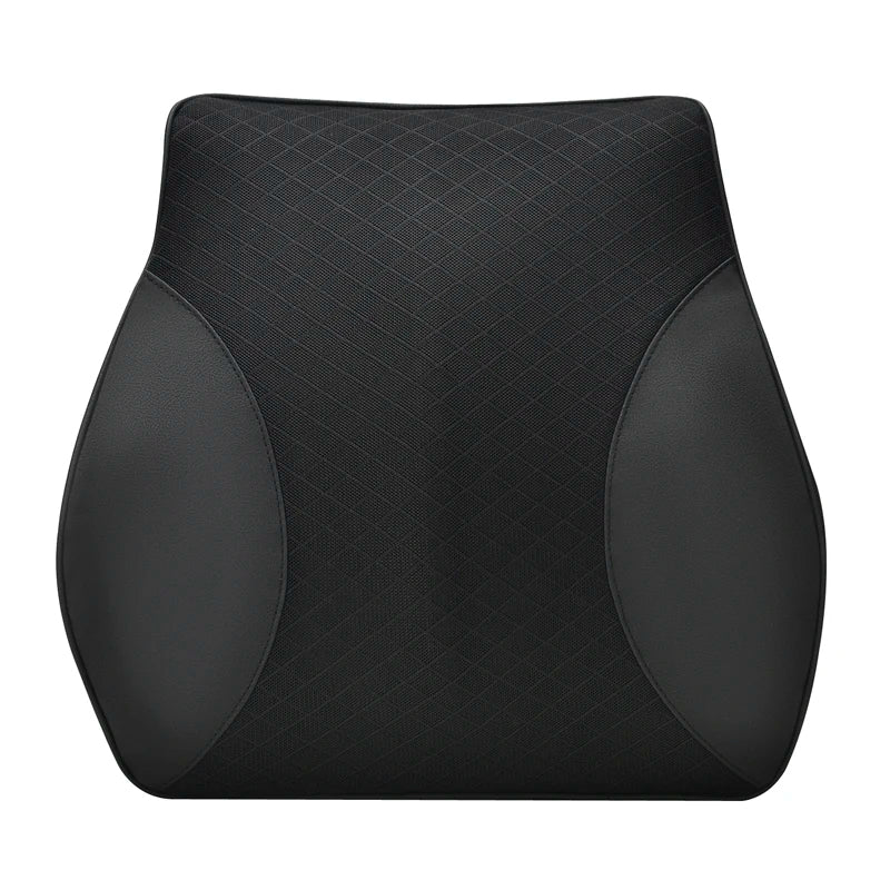 Premium Memory Foam Car Lumbar and Neck Pillow Car Seat Neck Pillow Waist Cushion for Neck Pain and Headrest Support - Delicate Leather
