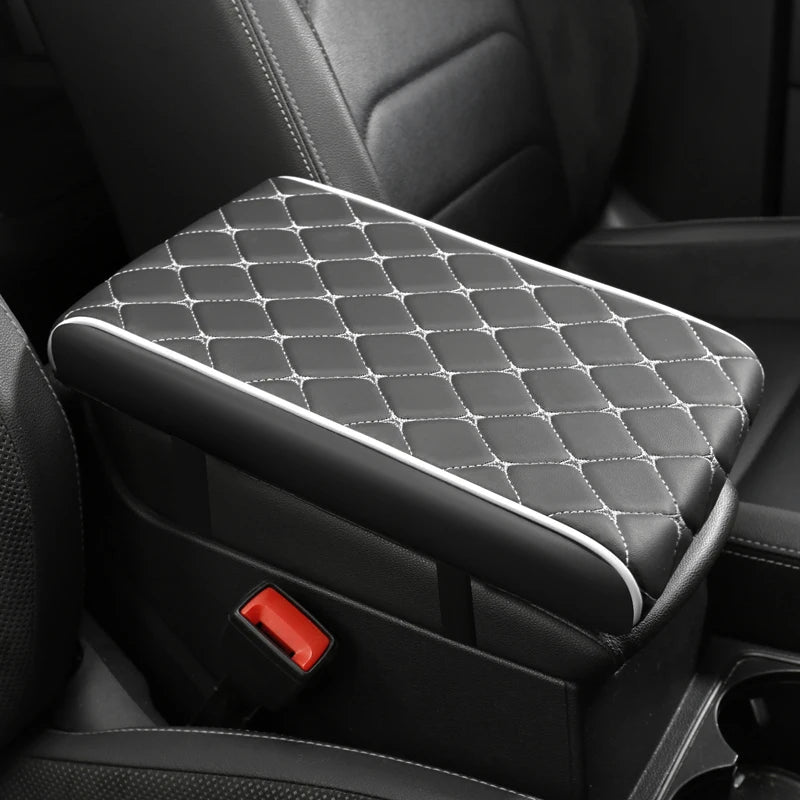 PU Leather Car Armrest Cushion – 5 cm Height Increase Center Console Support Pad - Delicate Leather