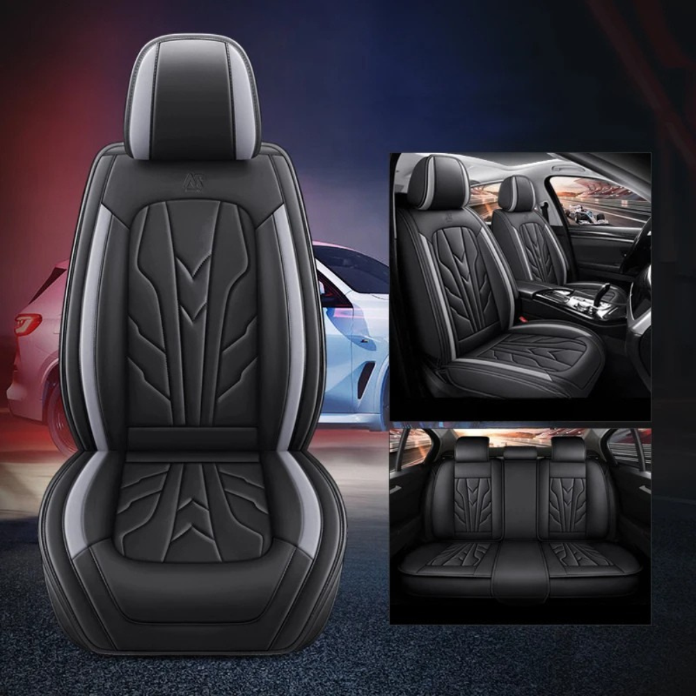 Universal PU Leather Car Seat Covers – Full Protection, Waterproof, Front & Rear Auto Seat Cover for Most Vehicles - Delicate Leather