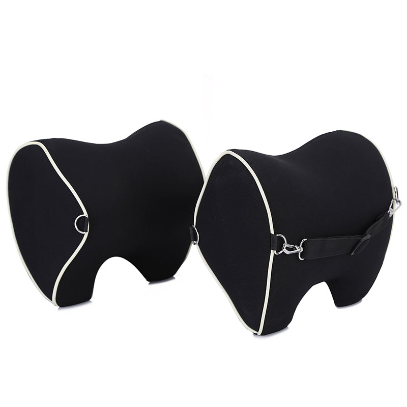 3D Memory Foam Adjustable Therapeutic Car Seat Neck Headrest Support Pillow - Delicate Leather