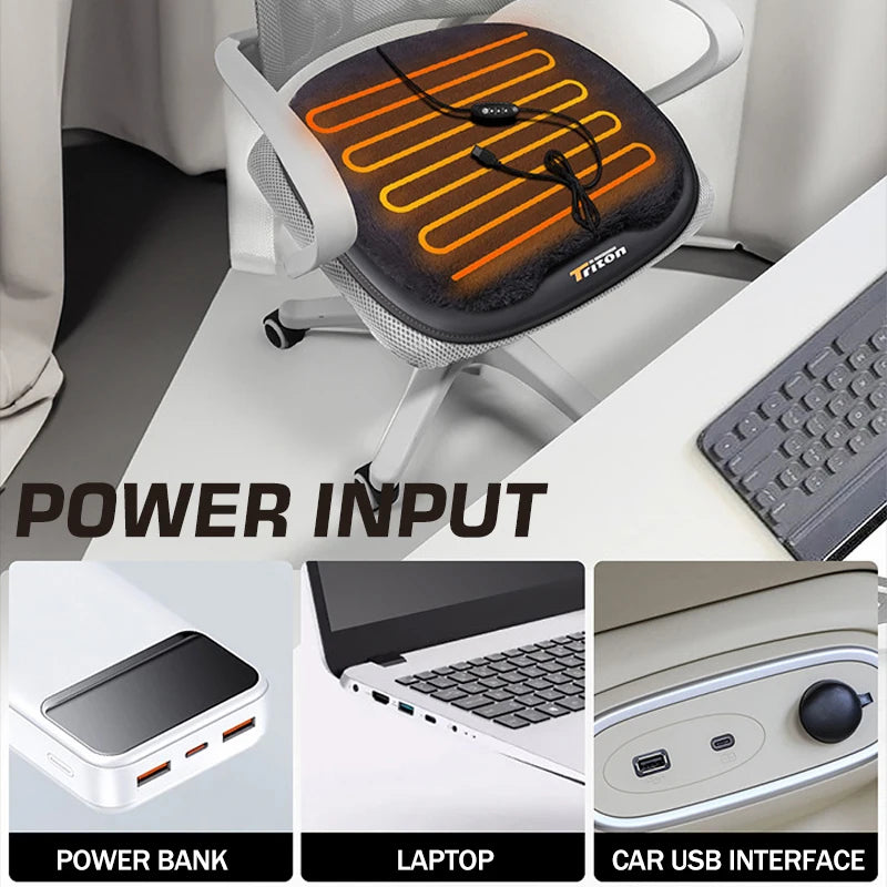 USB Heated Car Seat Cover – Fast-Heating Plush Cushion, 30-Second Warm-Up, Universal Winter Car Seat Heater Pad - Delicate Leather