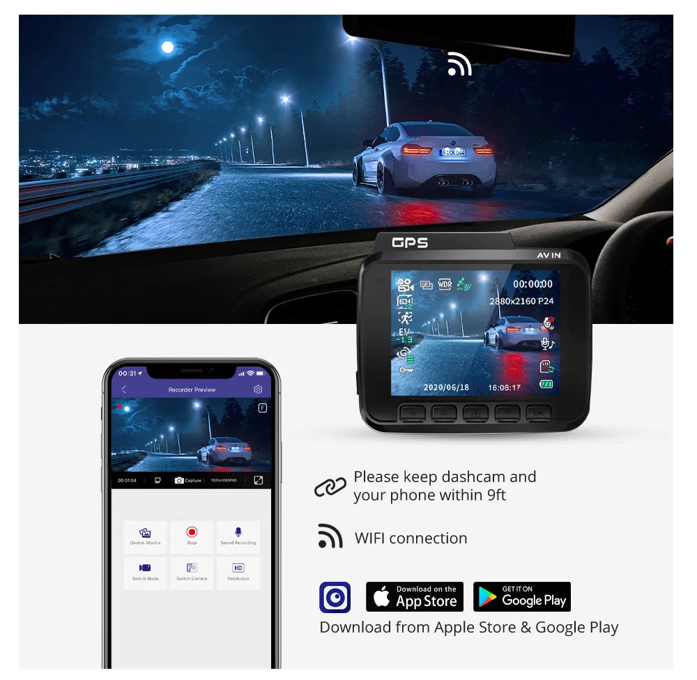 4K Dash Cam GS63H – Built-In GPS, Wi-Fi, G-Sensor, and Motion Detection Car DVR 30 - Delicate Leather