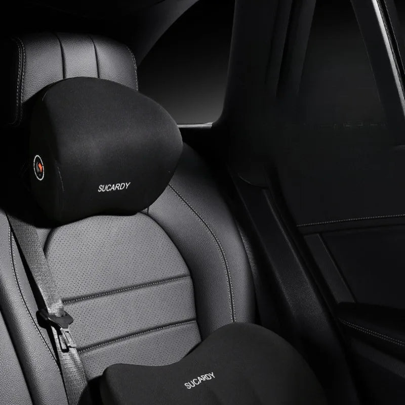 Car Headrest Neck Support Pillow – Memory Foam Seat Cushion, Breathable & Comfortable for In-Car Rest - Delicate Leather