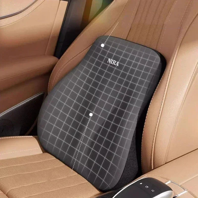 Memory Foam Car Lumbar Support Pillow – Removable Washable Backrest Cushion, Universal Fit - Delicate Leather