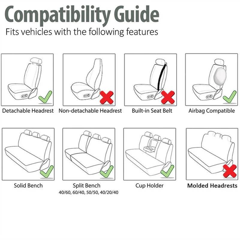 Full Set PU Leather Car Seat Covers – Universal Fit 5 Seats, Durable Interior Cushion Protector - Delicate Leather
