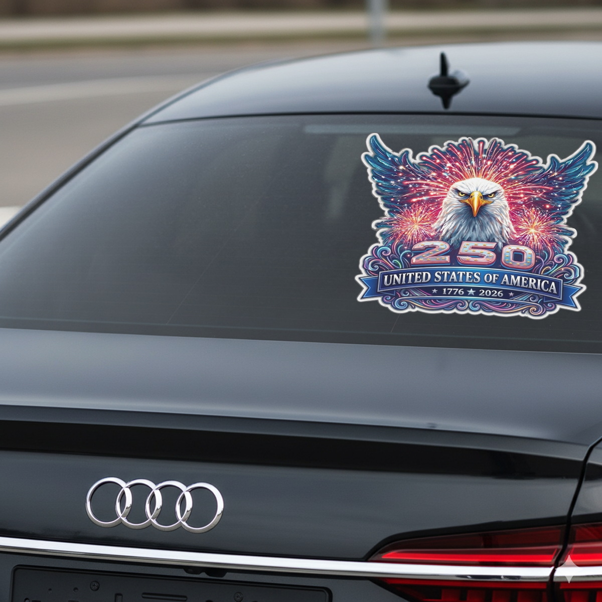 250 Years Anniversary Eagle & Fireworks Decal – Patriotic Vinyl Sticker 01 - Delicate Leather