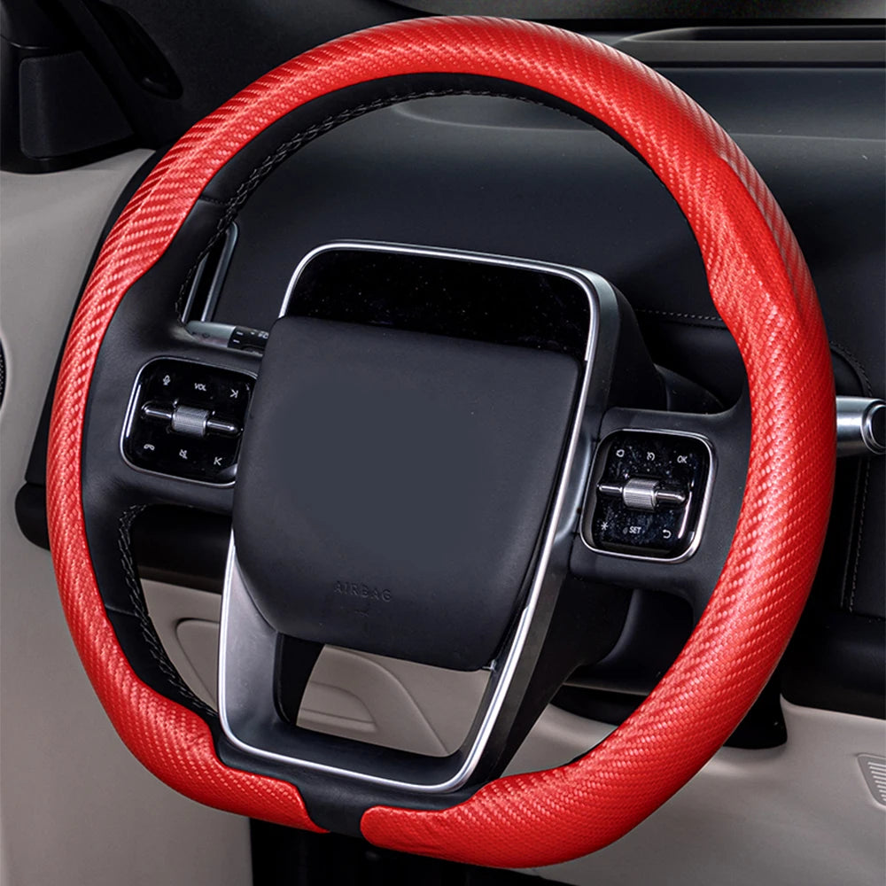 Car Steering Wheel Covers Carbon Fiber Steering Wheel Cover Wrap Universal 36-38cm Breathable Steering Covers Auto Accessories - Delicate Leather
