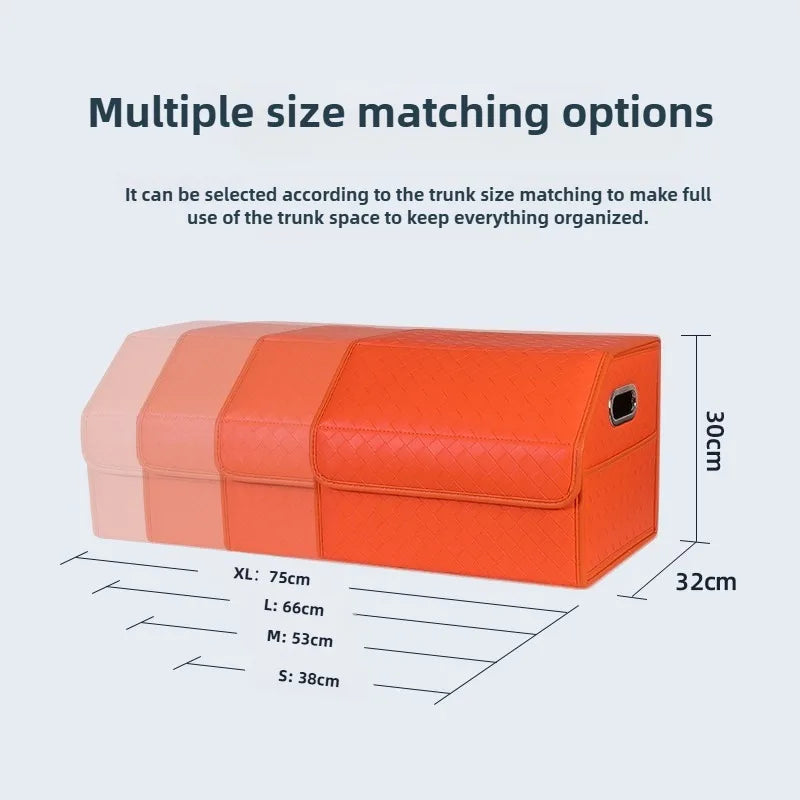 Multi-Functional Folding Trunk Organizer with Nappa Leather - Universal Fit, Waterproof, and Collapsible Design