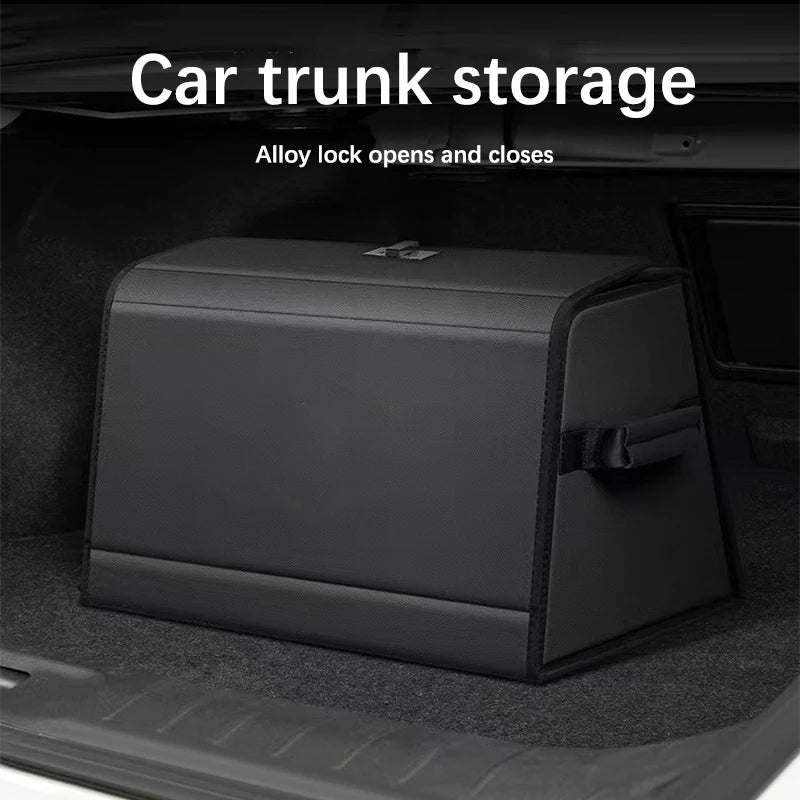 Multi-Functional Foldable Car Trunk Storage Box - Vehicle Interior Organizer Bag - Rear Seat Storage Container - Delicate Leather