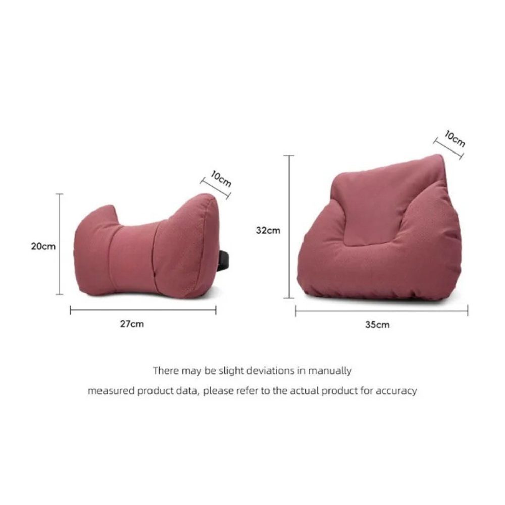 Car Seat Headrest and Lumbar Support Cushion for Car - Delicate Leather