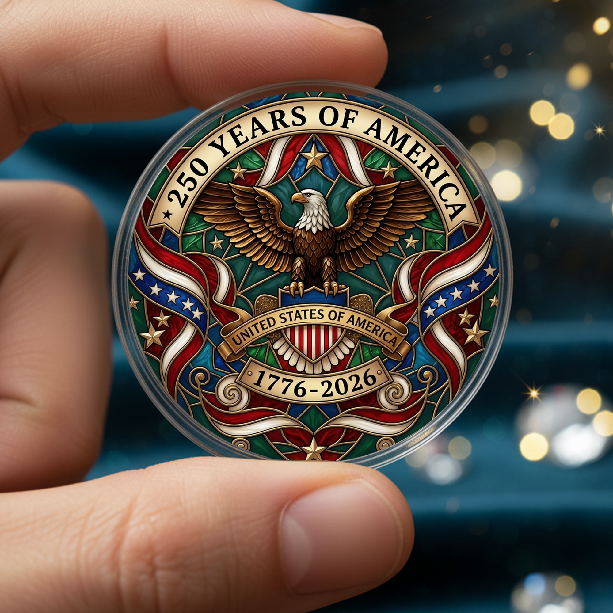 250th Anniversary of America 1776–2026 Commemorative Coin – Patriotic Souvenir Token 07 - Delicate Leather
