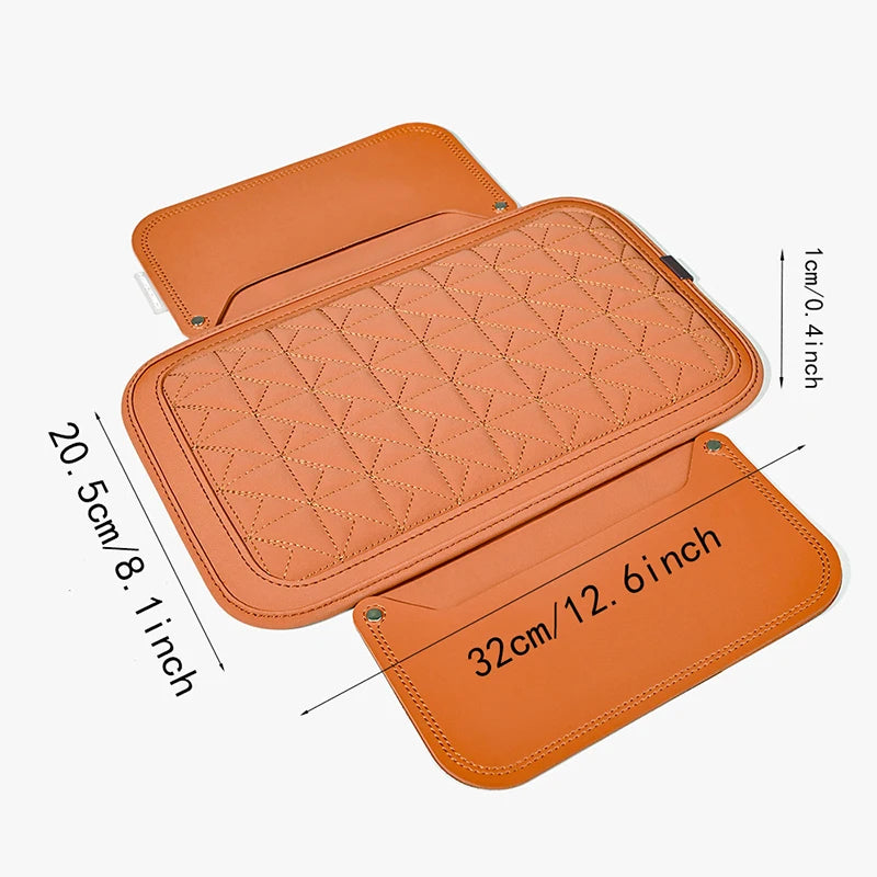 PU Leather Car Armrest Pad with Memory Foam – Center Console Protector Cover with Side Storage Pocket, Universal Fit - Delicate Leather