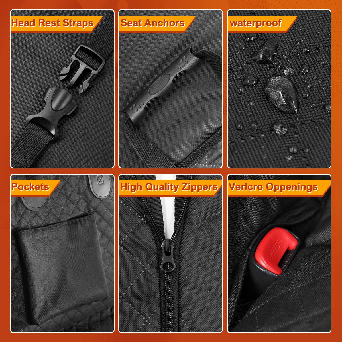 Waterproof Dog Car Seat Extender & Backseat Protector Hammock with Hard Bottom Pet Carrier Mat for Safety