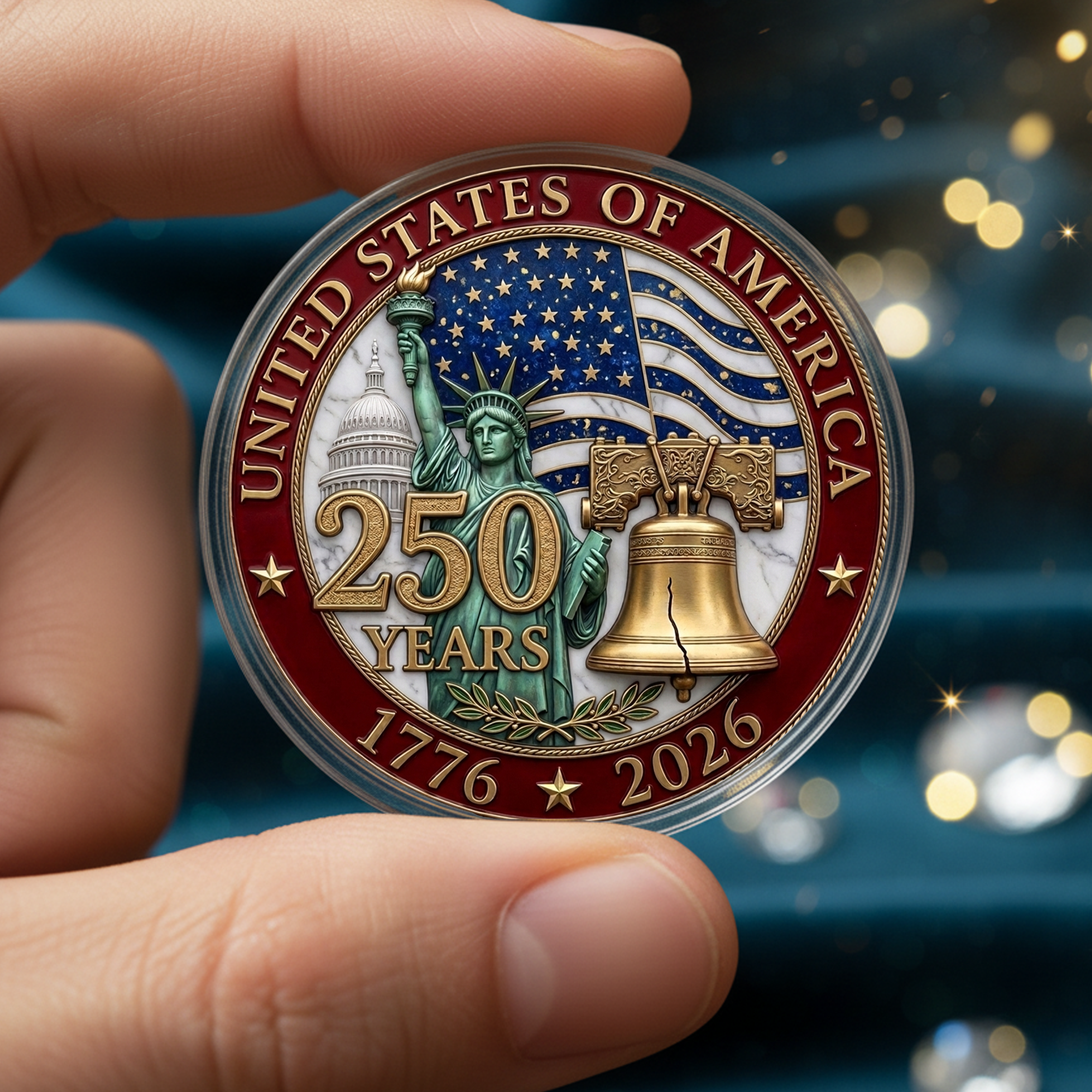 250th Anniversary of America 1776–2026 Commemorative Coin – Patriotic Souvenir Token 01 - Delicate Leather