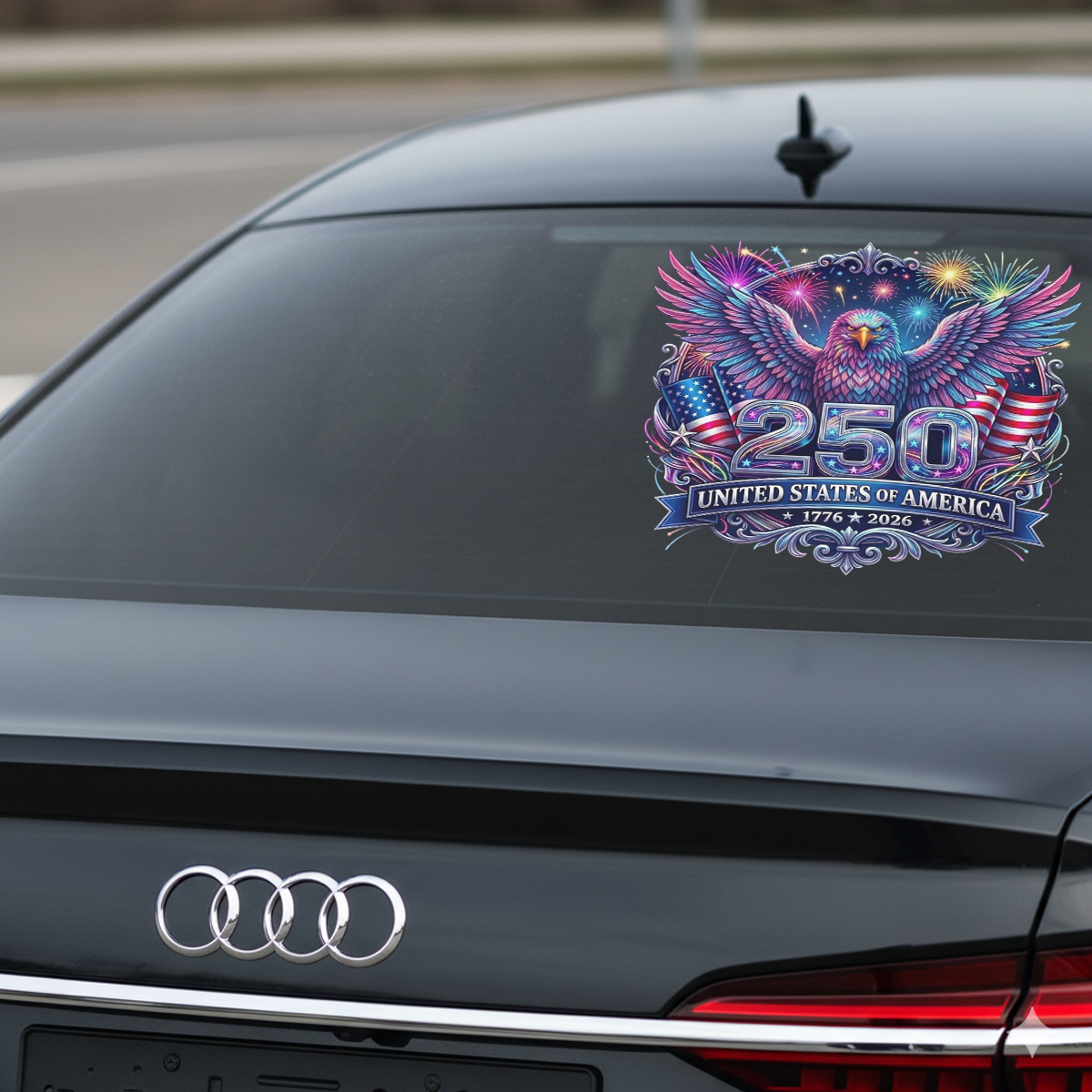 250 Years Anniversary Eagle & Fireworks Decal – Patriotic Vinyl Sticker 02 - Delicate Leather
