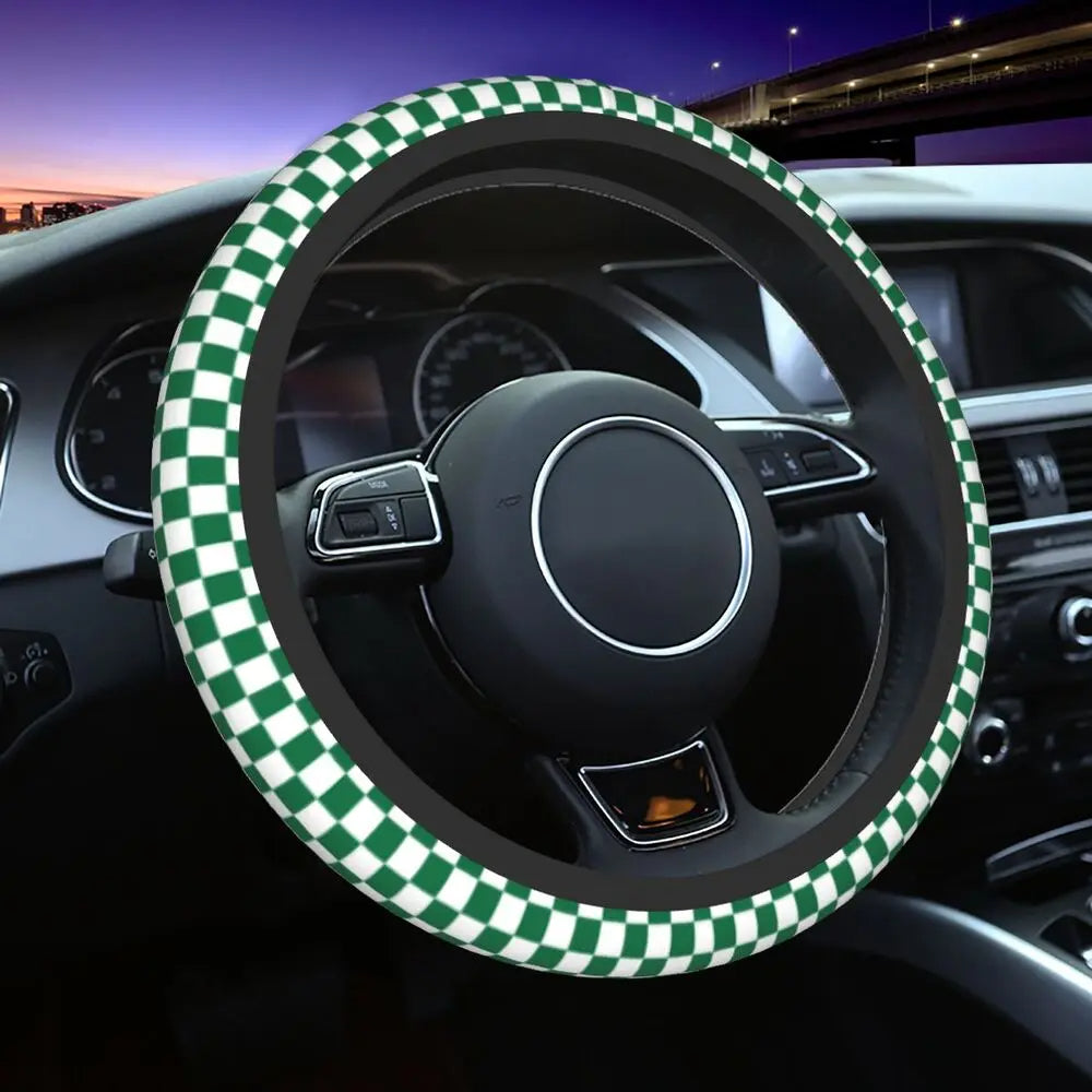 Lightly Padded Non Slip Steering Wheel Cover - Checkers Style , Car Steering Wheel Cover, Car Accessories 16