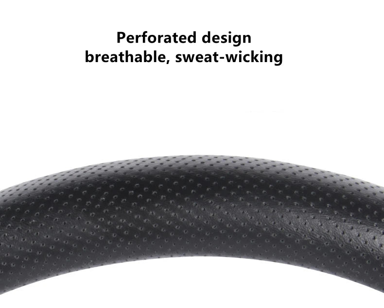 Wood Grain Steering Wheel Cover – 38cm, Anti-Slip, Durable, Fashionable Car Interior Accessory - Delicate Leather
