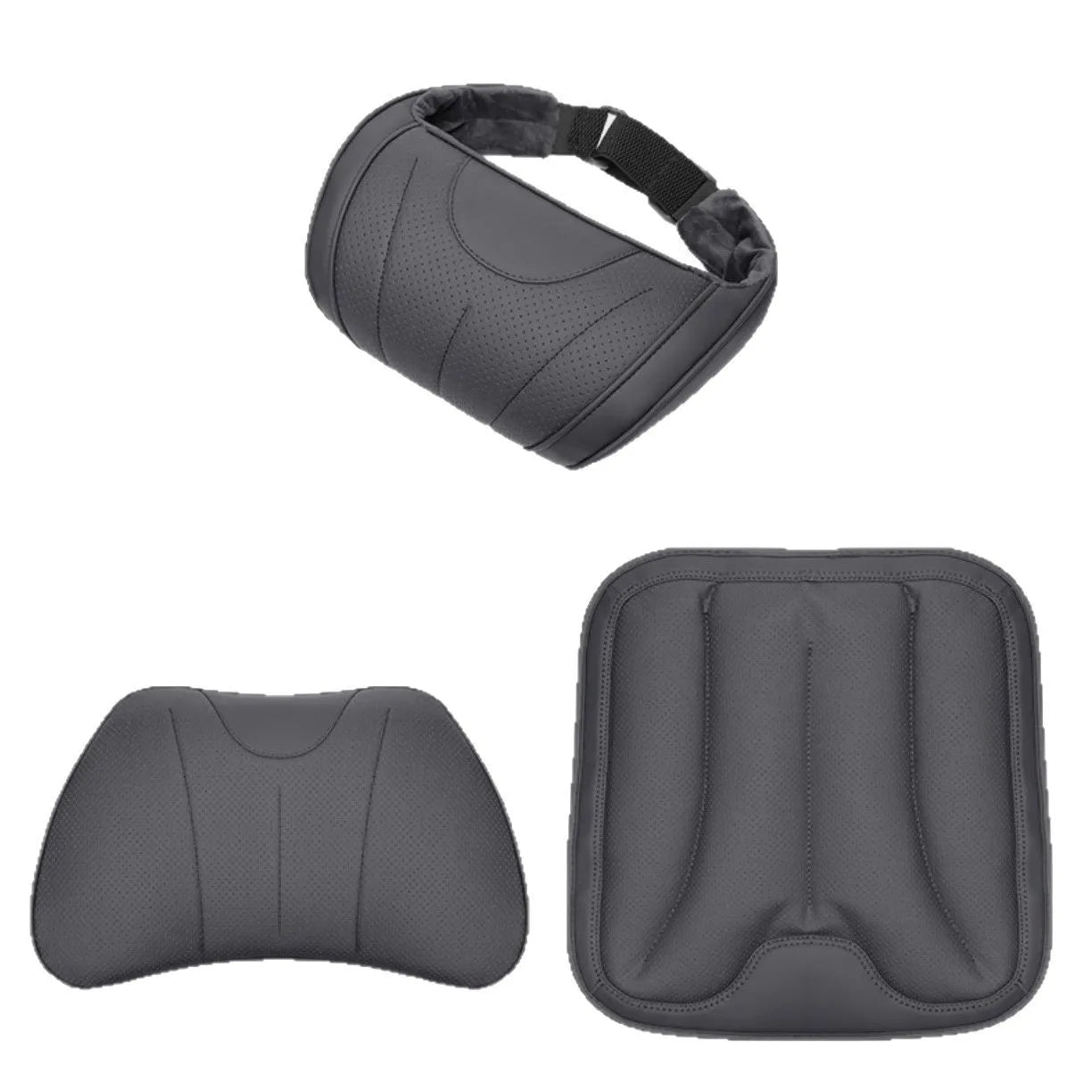 Car Neck Pillow & Lumbar Support – Universal Memory Foam Cushion with Nappa Leather Cover, Ergonomic Vehicle Back Support - Delicate Leather