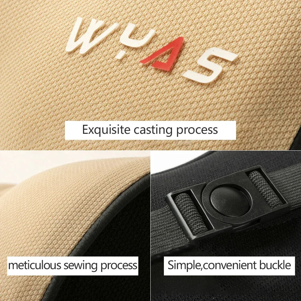 Universal Memory Foam Car Lumbar Support & Neck Pillow – Washable Driver Seat Back Cushion - Delicate Leather