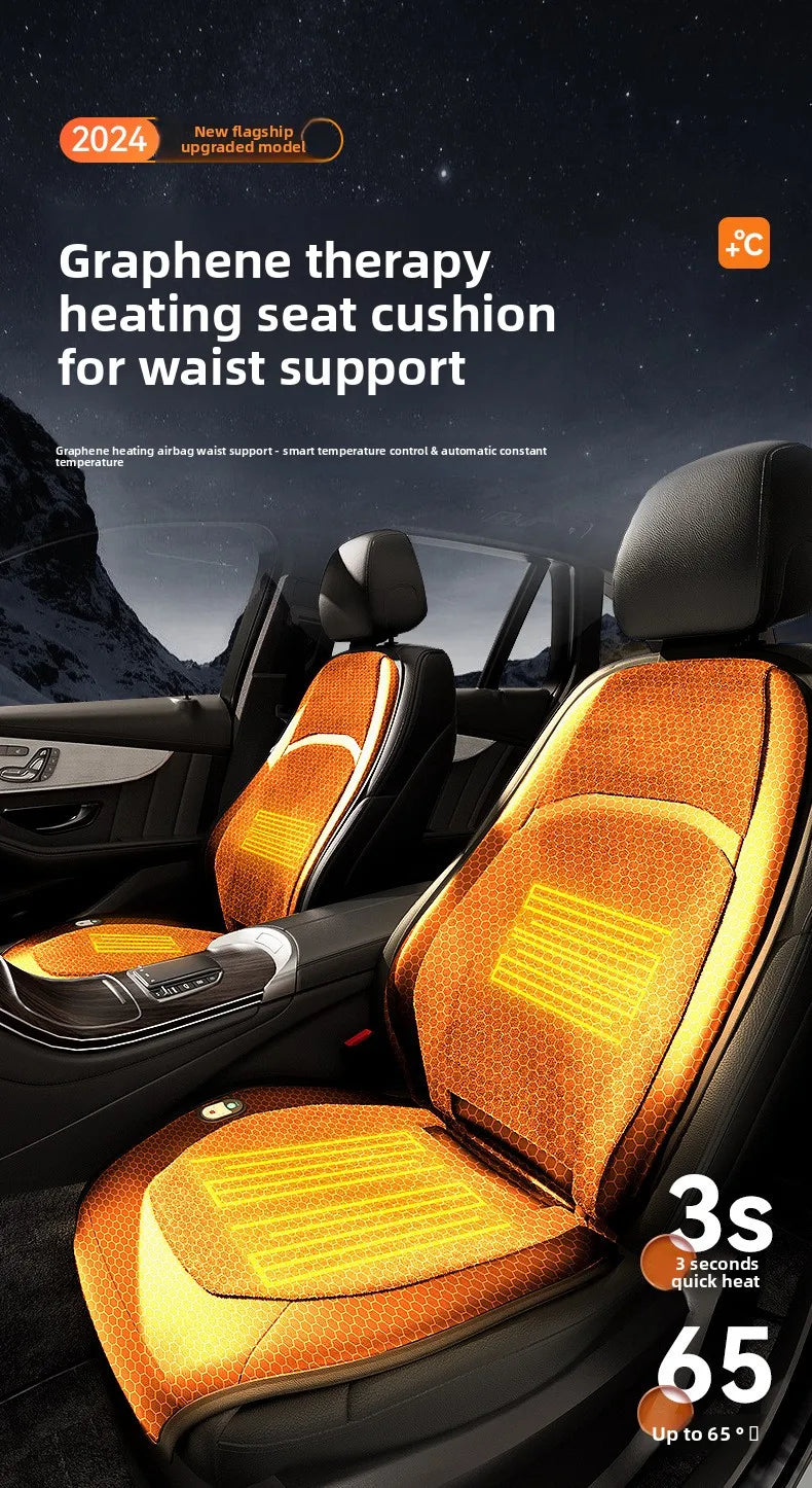 Universal Graphene Heated Car Seat Cushion – Carbon Crystal Leather Winter Warm Seat Cover for Comfortable Driving - Delicate Leather