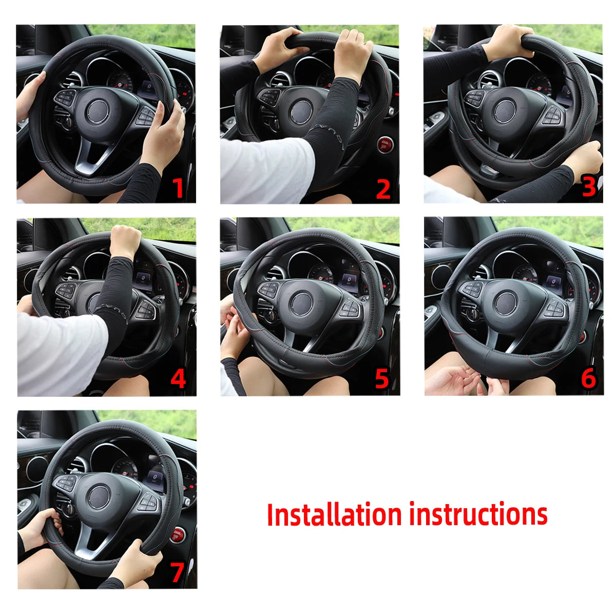 Artificial Lamb Skin Steering Wheel Cover – Soft, 3D Styling, 14.5–15 Inch (37–38 cm) - Delicate Leather