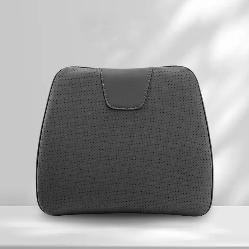 Soft Leather Car Seat Cushion Non-Slip Memory Cotton with Waist Support Pillow, Car Accessories