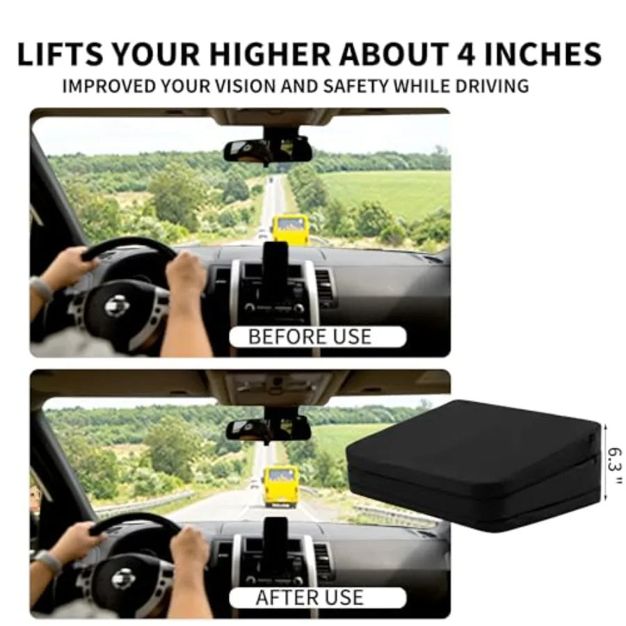 Adjustable Car Booster Seat Cushion – 3 Height Levels Universal Driving Seat Pad - Delicate Leather