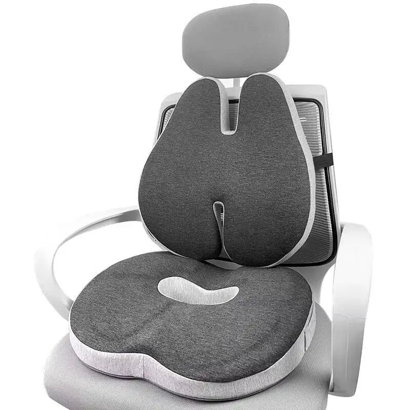 Memory Foam Seat Cushion with Lumbar Support – Chair & Car Seat Back Cushion - Delicate Leather