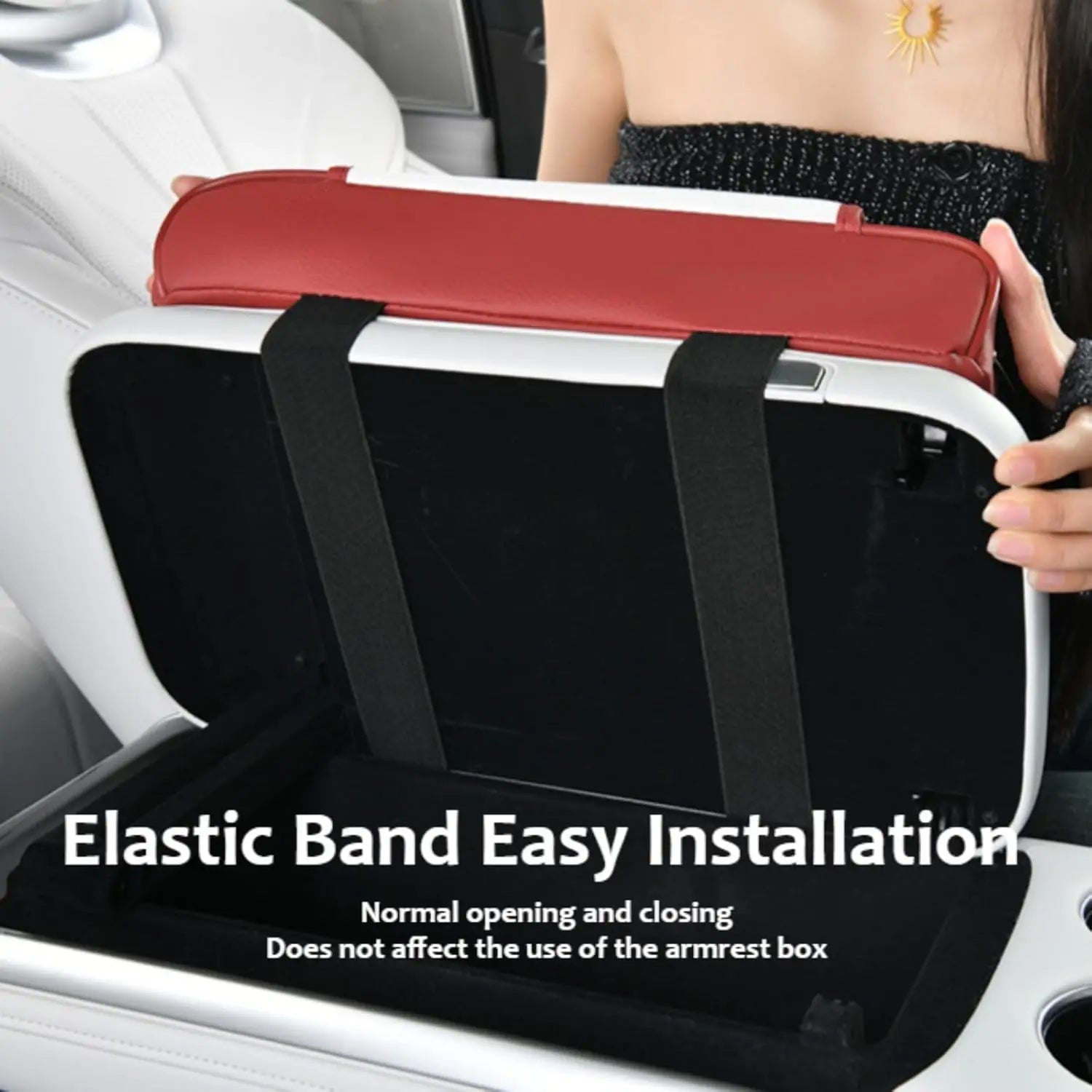 Multi-Functional Car Armrest Cushion with Storage Organizer, Cup Holder, Tissue Slot & Phone Holder - Delicate Leather