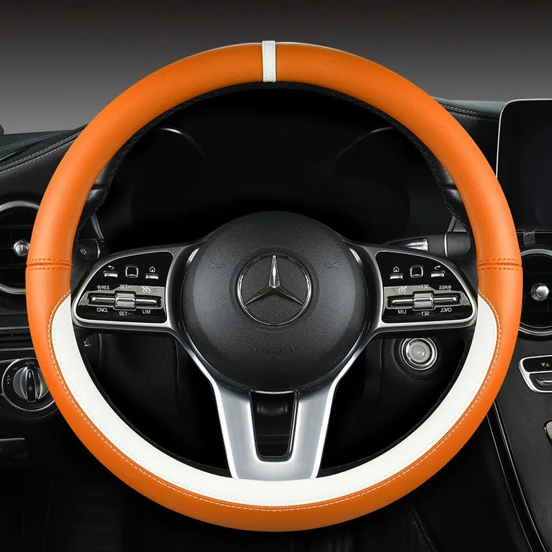 Nappa Leather Steering Wheel Cover – Breathable All-Season Universal Grip - Delicate Leather