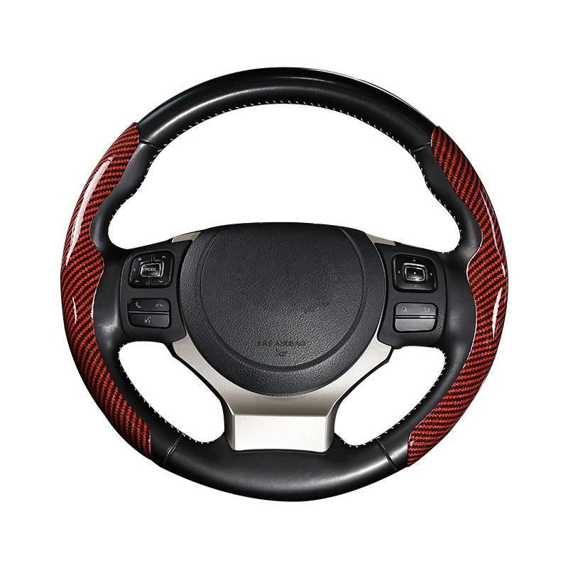 36cm Carbon Fiber Steering Wheel Cover – Non-Slip, Ultra-Thin, Sports Type D Car Handle Cover - Delicate Leather