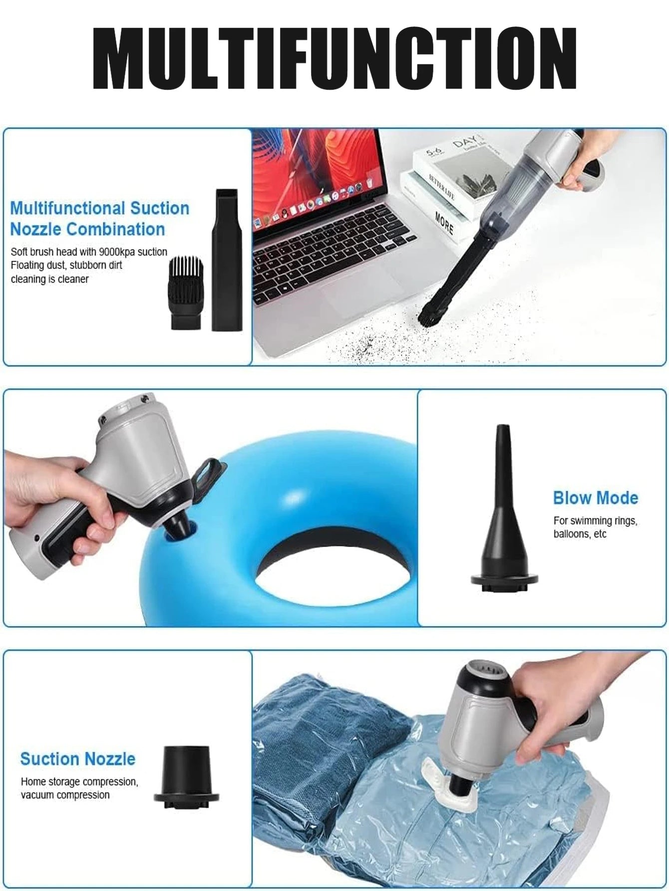 Wireless Powerful Vacuum Cleaner – Portable Handheld Blower for Home & Car Cleaning with Strong Suction (SP7)