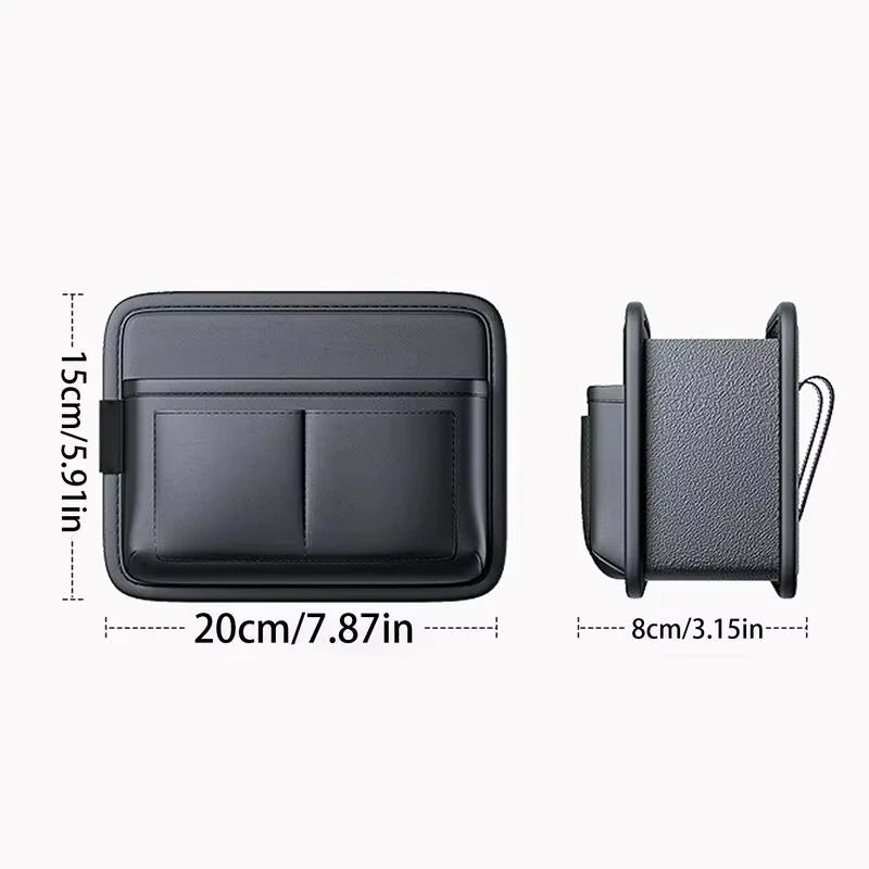 Foldable Car Door Storage Box – PU Leather Multi-Functional Organizer for Keys, Glasses, Phone, and Trash - Delicate Leather