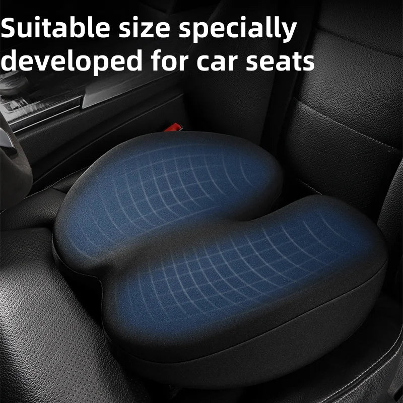 Memory Foam Car Seat Cushion – Non-Slip Seat Pad with Removable Cover - Delicate Leather