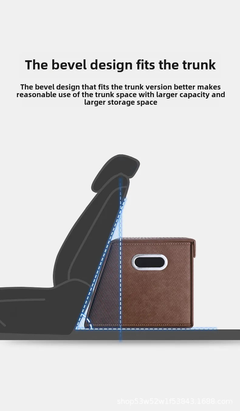 Foldable Trunk Organizer Box - Suede Leather Storage Box for Car, SUV, and Truck - Adjustable & Collapsible Auto Accessory - Delicate Leather