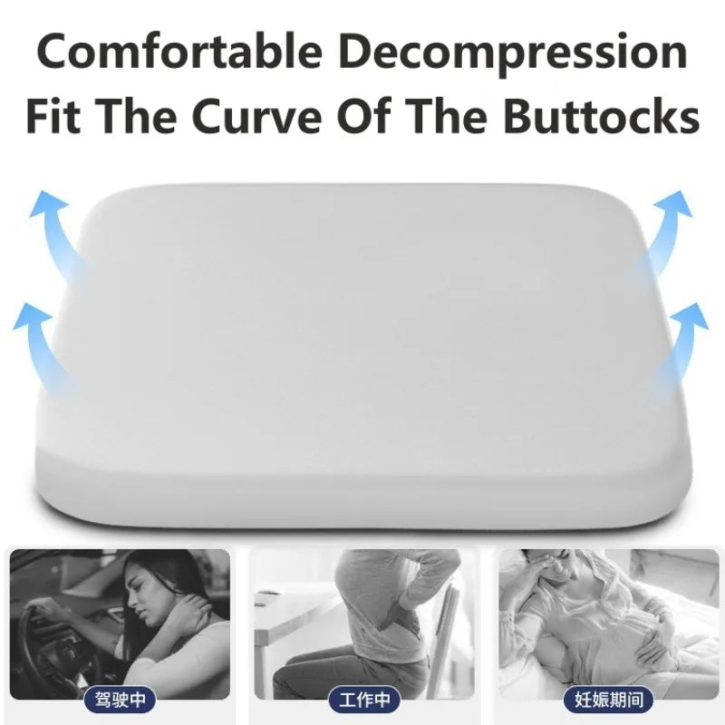 Universal Memory Foam Seat Cushion – Ergonomic Plush Comfort Pad, Non-Slip, All-Season for Car & Office - Delicate Leather