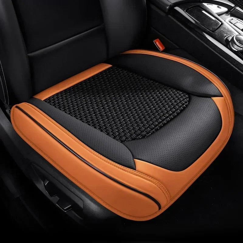 Full Coverage Car Seat Cover 3D Cushion Universal Fit Front and Rear Seats, Durable Synthetic Leather Car Interior Protector - Delicate Leather