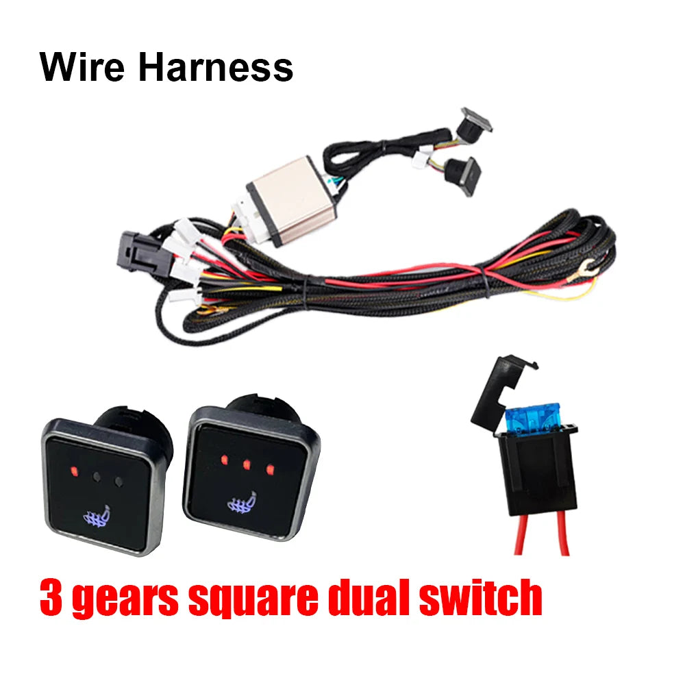 12V Car Seat Heater Kit – Alloy Wire Heating Pads with HI/LO Round Switch, Universal Fit for 1 Seat - Delicate Leather