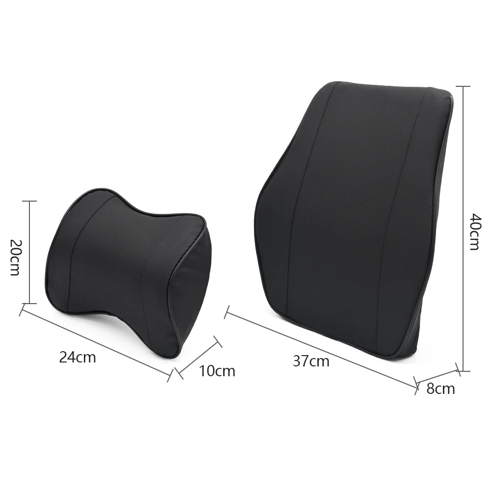 Memory Foam Car Neck & Headrest Pillow – Breathable Adjustable Seat Support - Delicate Leather