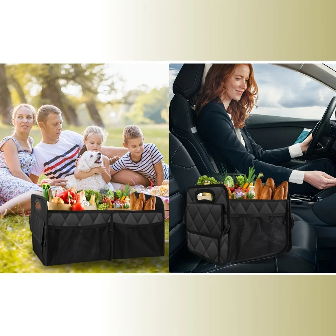 Universal Foldable Car Trunk Storage Box – PU Leather Multi-Functional Organizer for Vehicle Interior - Delicate Leather