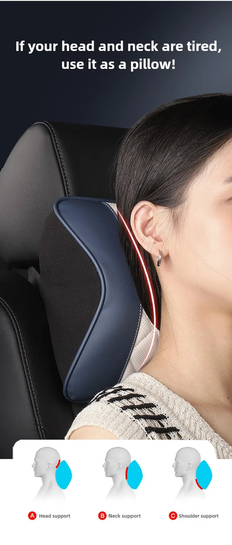 Nappa Leather Car Headrest & Lumbar Support Set – Memory Foam Neck and Waist Cushion - Delicate Leather