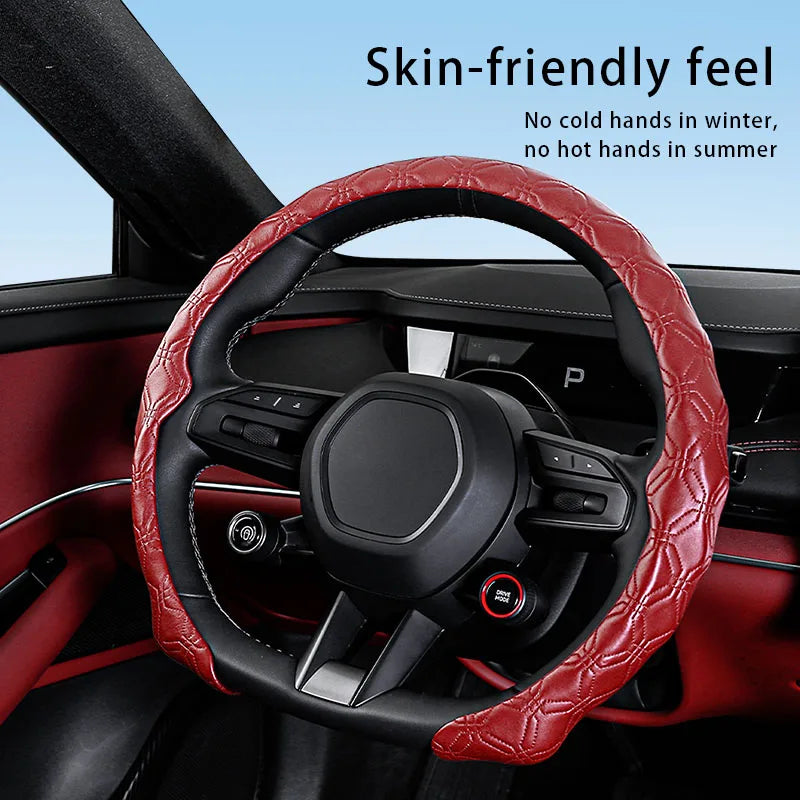 5D Diamond Steering Wheel Cover – Breathable Ultra-Thin Anti-Slip Universal Fit - Delicate Leather