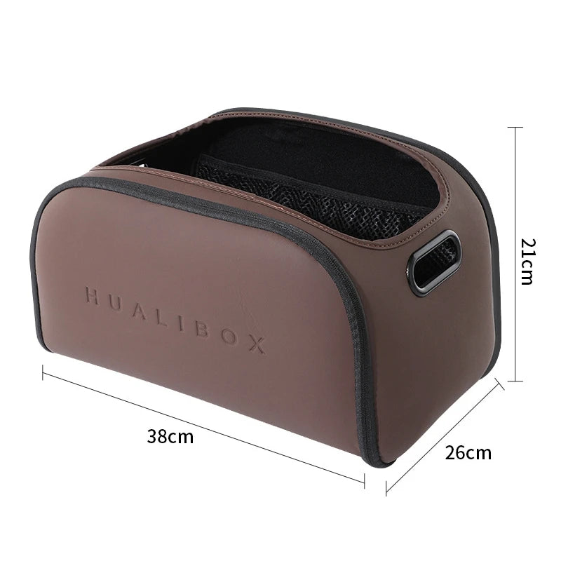 Leather Car Storage Box Organizer – Multi-Function Passenger Seat and Trunk Storage Container - Delicate Leather