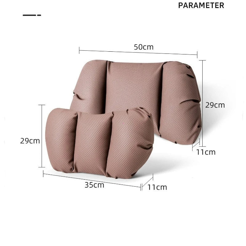 High Quality Universal Car Headrest Cushion Car Seat Neck Pillow Perforated Leather Breathable Lumbar Support Car Pillow - Delicate Leather