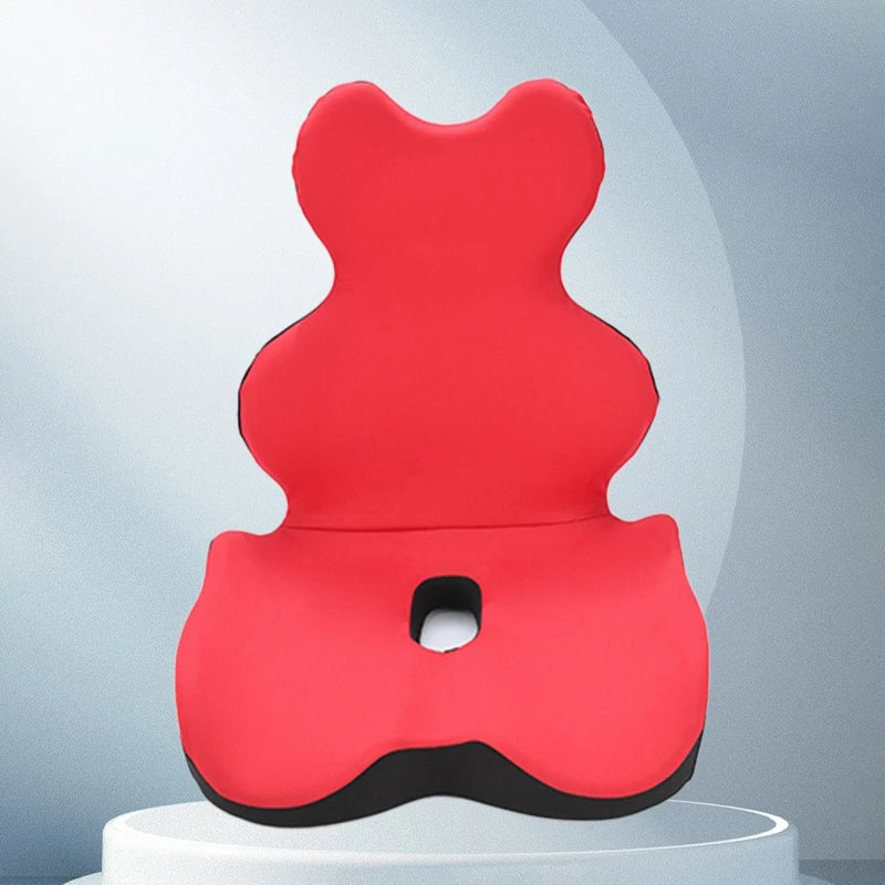 L-Shape Car Seat Lumbar Support Cushion – Ergonomic Memory Foam Backrest Pad, Universal Chair Support for Car and Office - Delicate Leather